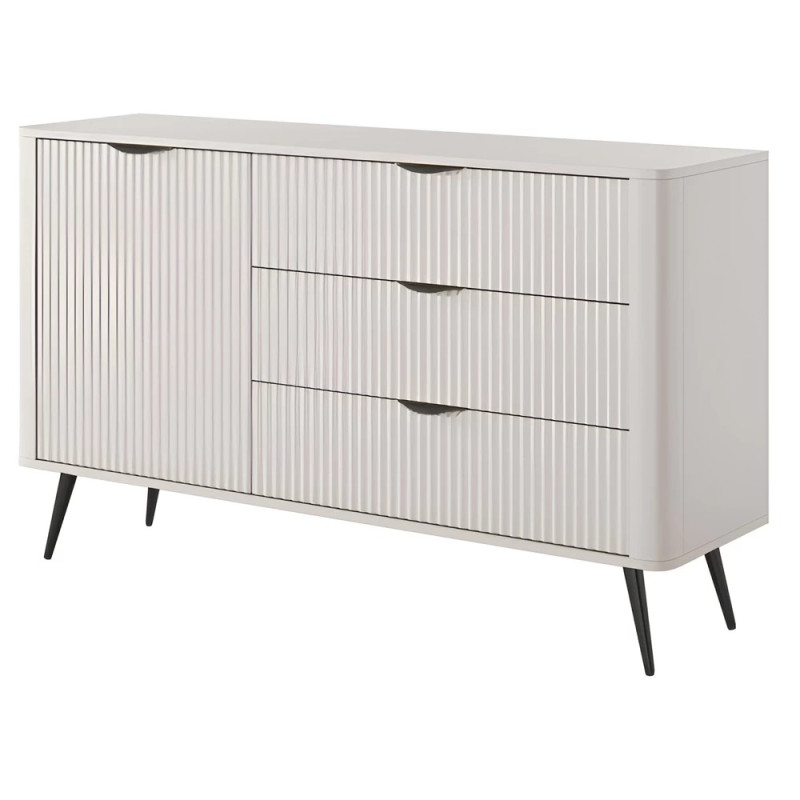 Комод з телескопічними напрямними Perfect Home Lante 1D3S/138 138,2x81,2x38 Бежевий (чорні ніжки) (PFH-091178)