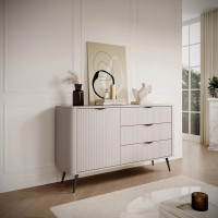 Комод з телескопічними напрямними Perfect Home Lante 1D3S/138 138,2x81,2x38 Бежевий (чорні ніжки) (PFH-091178)