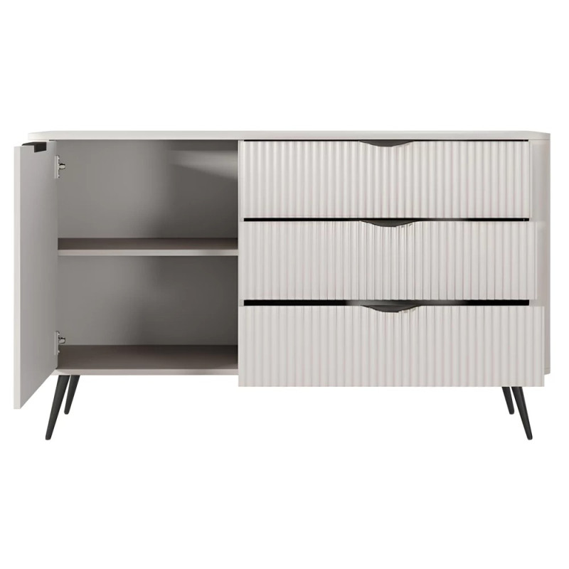 Комод з телескопічними напрямними Perfect Home Lante 1D3S/138 138,2x81,2x38 Бежевий (чорні ніжки) (PFH-091178)