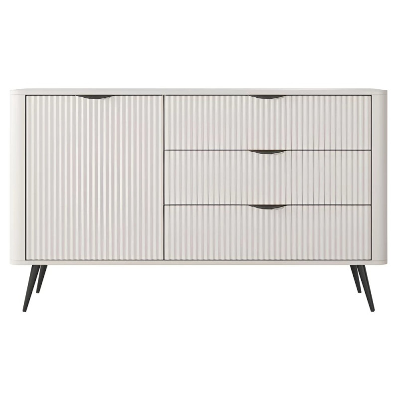 Комод з телескопічними напрямними Perfect Home Lante 1D3S/138 138,2x81,2x38 Бежевий (чорні ніжки) (PFH-091178)