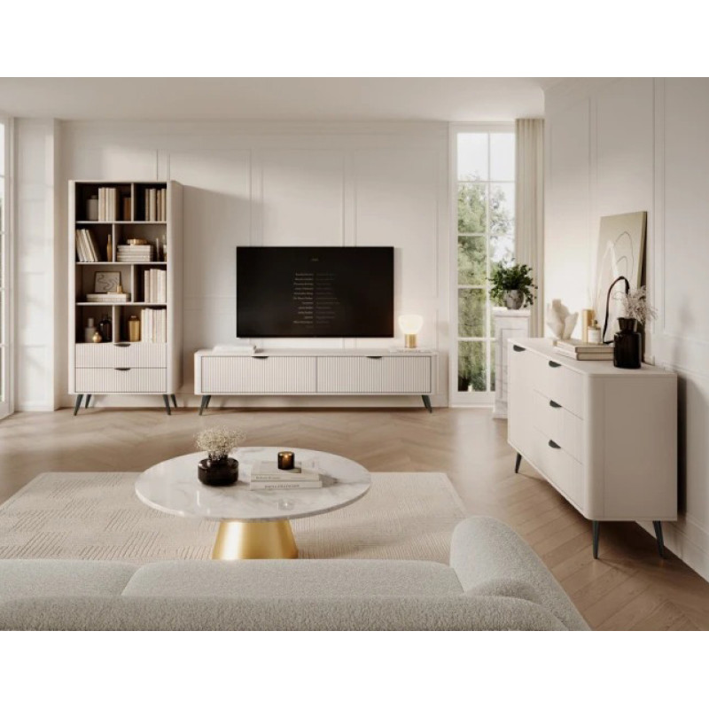 Комод з телескопічними напрямними Perfect Home Lante 1D3S/138 138,2x81,2x38 Бежевий (чорні ніжки) (PFH-091178)