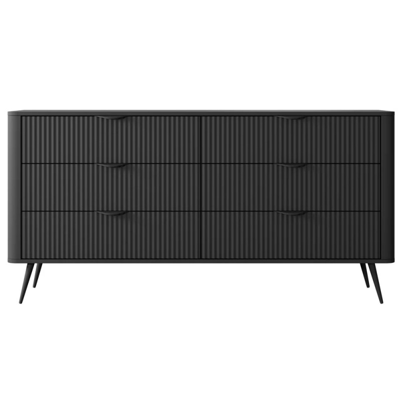 Комод з телескопічними напрямними Perfect Home Lante 6S/163 163,2x81,2x38 Чорний (чорні ніжки) (PFH-091113)
