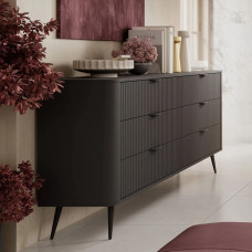 Комод з телескопічними напрямними Perfect Home Lante 6S/163 163,2x81,2x38 Чорний (чорні ніжки) (PFH-091113)