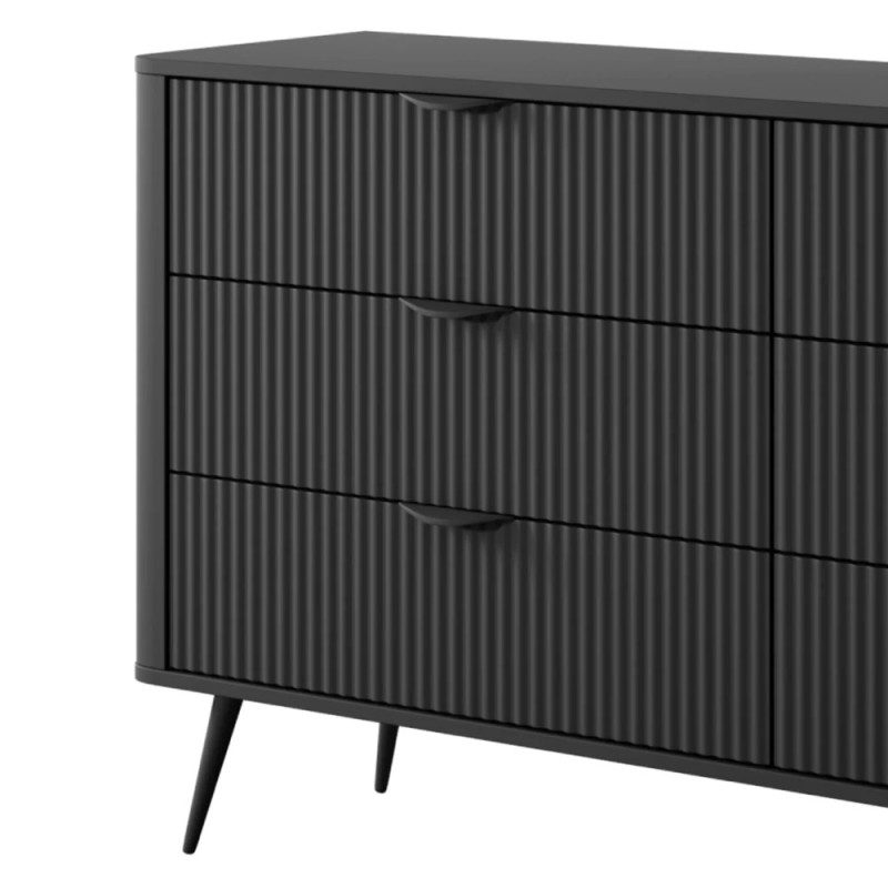 Комод з телескопічними напрямними Perfect Home Lante 6S/163 163,2x81,2x38 Чорний (чорні ніжки) (PFH-091113)