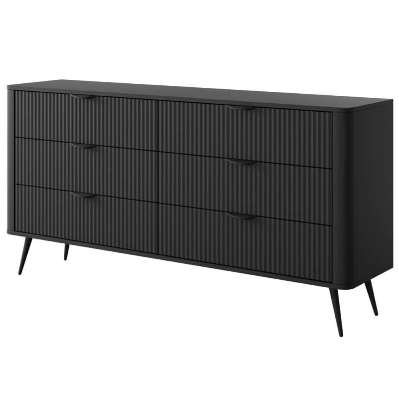 Комод з телескопічними напрямними Perfect Home Lante 6S/163 163,2x81,2x38 Чорний (чорні ніжки) (PFH-091113)