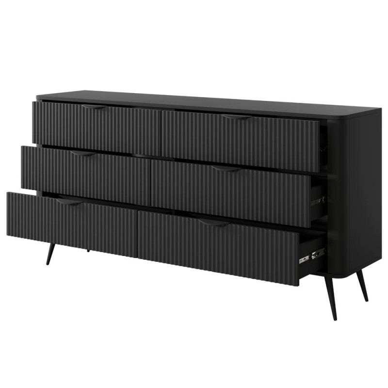 Комод з телескопічними напрямними Perfect Home Lante 6S/163 163,2x81,2x38 Чорний (чорні ніжки) (PFH-091113)