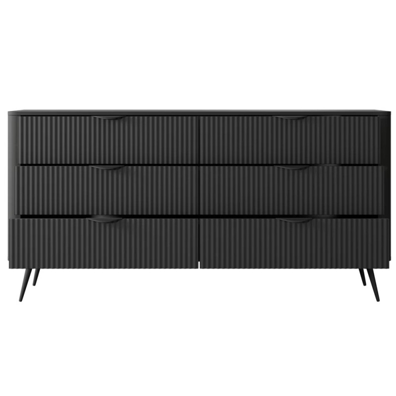 Комод з телескопічними напрямними Perfect Home Lante 6S/163 163,2x81,2x38 Чорний (чорні ніжки) (PFH-091113)