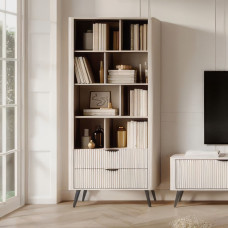 Стелаж Perfect Home Lante 2S 193,8x88,2x38 Бежевий (чорні ніжки) (PFH-091173)