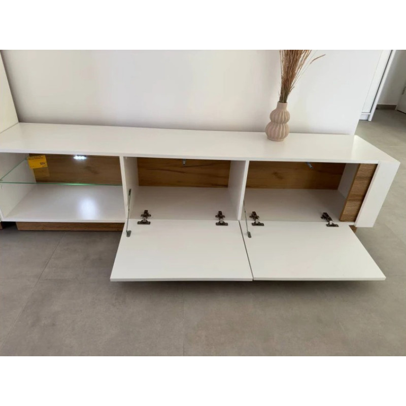 Тумба під телевізор Perfect Home Marco 2D 187,5х45,5х40 Білий/Білий глянець/ Дуб грандсон (PFH-091037)