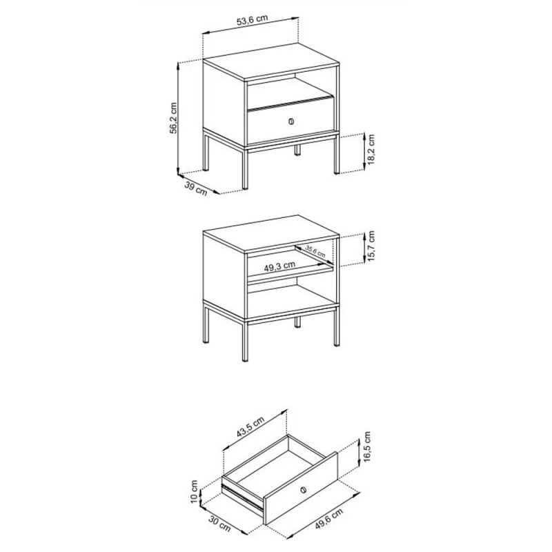 Тумба приліжкова з телескопічними напрямними Perfect Home Mono MS54 53,6х56,2х39 Беж пісочний (золоті ніжки) (PFH-091213)