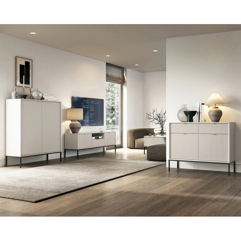 Комод з телескопічними напрямними Perfect Home Nova KSZ104 2D2S 104x63x39 Кашемір (чорні ніжки) (PFH-091222)