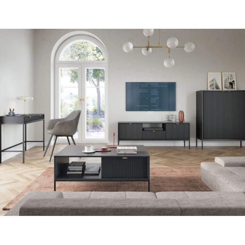 Комод високий Perfect Home Nova K104 2D 104x125x39 Чорний (чорні ніжки) (PFH-091238)
