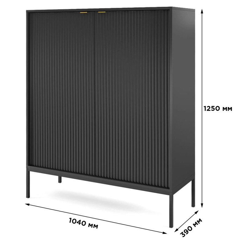 Комод високий Perfect Home Nova K104 2D 104x125x39 Чорний (чорні ніжки) (PFH-091238)