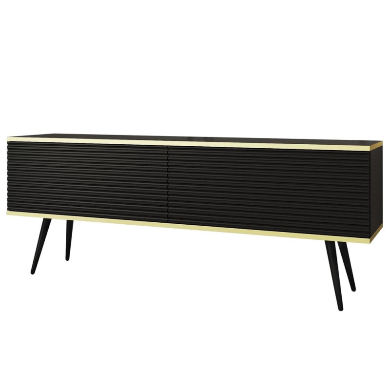 Тумба під телевізор Perfect Home Oro RTV135 MDF 2D 135х53х32 Чорний (чорні ніжки) (PFH-091359)