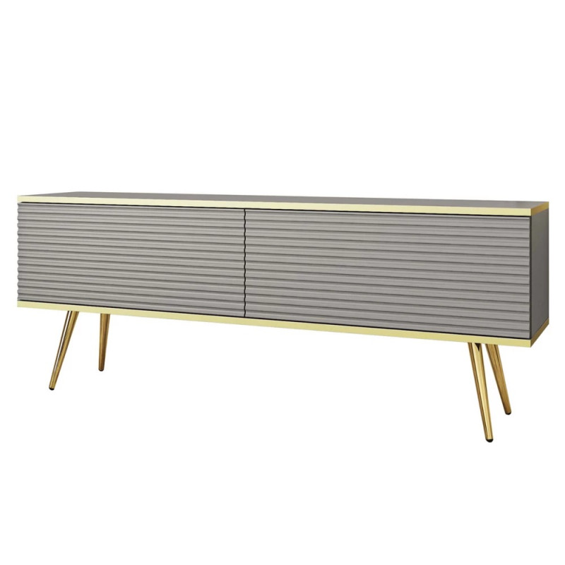 Тумба під телевізор Perfect Home Oro RTV135 MDF 2D 135х53х32 Сірий (золоті ніжки) (PFH-091330)