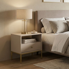 Тумба приліжкова з телескопічними напрямними Perfect Home Mono MS54 53,6х56,2х39 Беж пісочний (золоті ніжки) (PFH-091213)