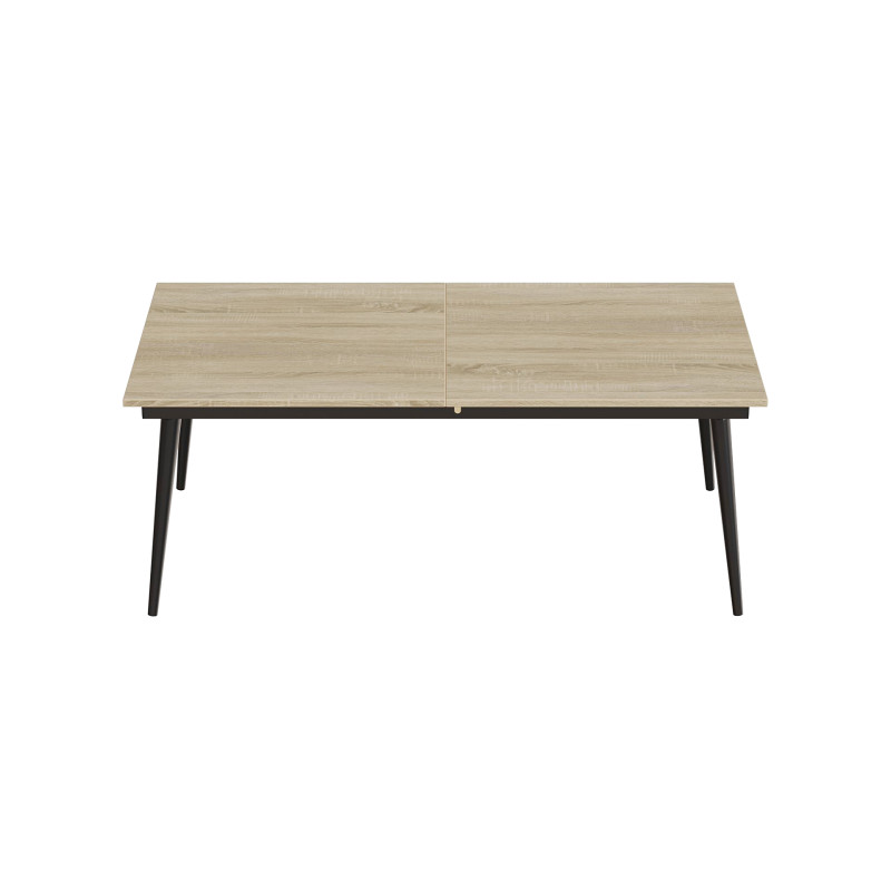 Стіл трансформер журнальний Dandi Small Ferrum-decor 45x120 160)x60 Чорний метал ДСП Дуб Сонома 16 мм (FRD-106788)