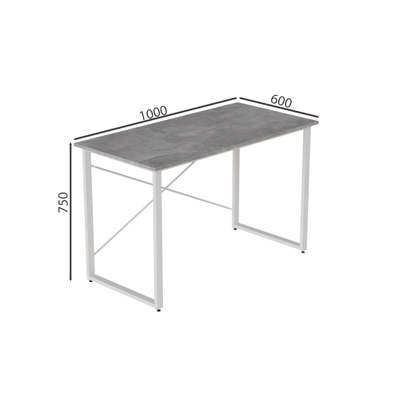 Стіл письмовий Дейв Ferrum-decor 750x1000x600 Білий метал ДСП Бетон 32 мм (FRD-106438)