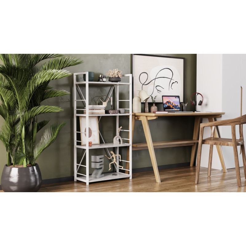 Етажерка 4/60 Ferrum-decor Серії Конект 120x60x28 білий ДСП Бетон 16мм (FRD-105528)