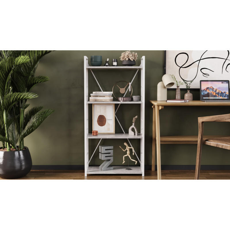Етажерка 4/60 Ferrum-decor Серії Конект 120x60x28 білий ДСП Бетон 16мм (FRD-105528)