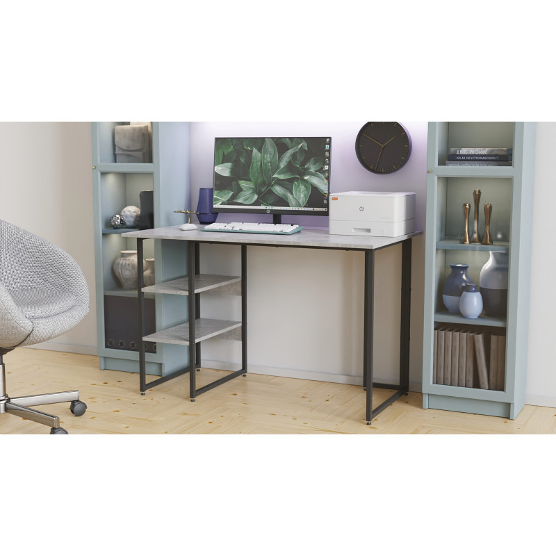 Стіл письмовий Кевін Ferrum-decor 75x140x60 Чорний метал ДСП Бетон 32 мм (FRD-106558)