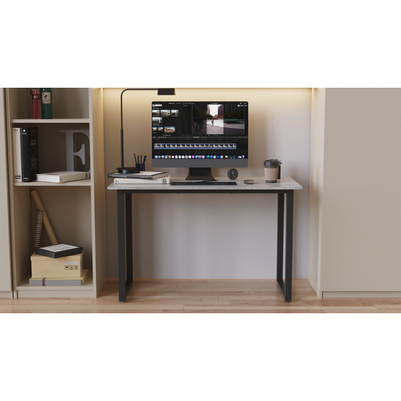 Стіл письмовий Кнап 2 Ferrum-decor 750x1400x600 Чорний метал ДСП Бетон 16 мм (FRD-106408)