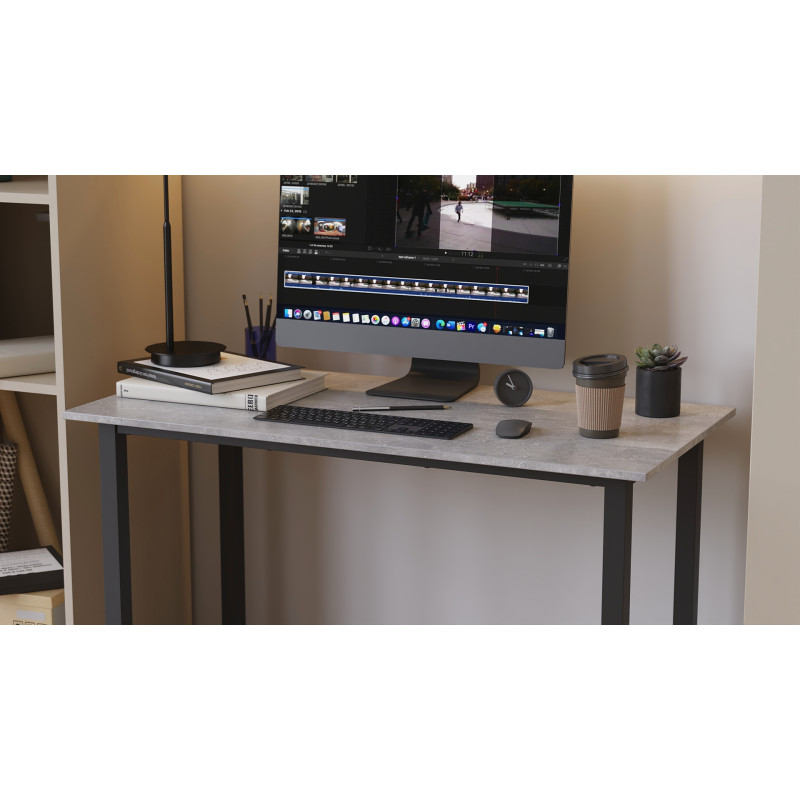 Стіл письмовий Кнап 2 Ferrum-decor 750x1400x600 Чорний метал ДСП Бетон 16 мм (FRD-106408)