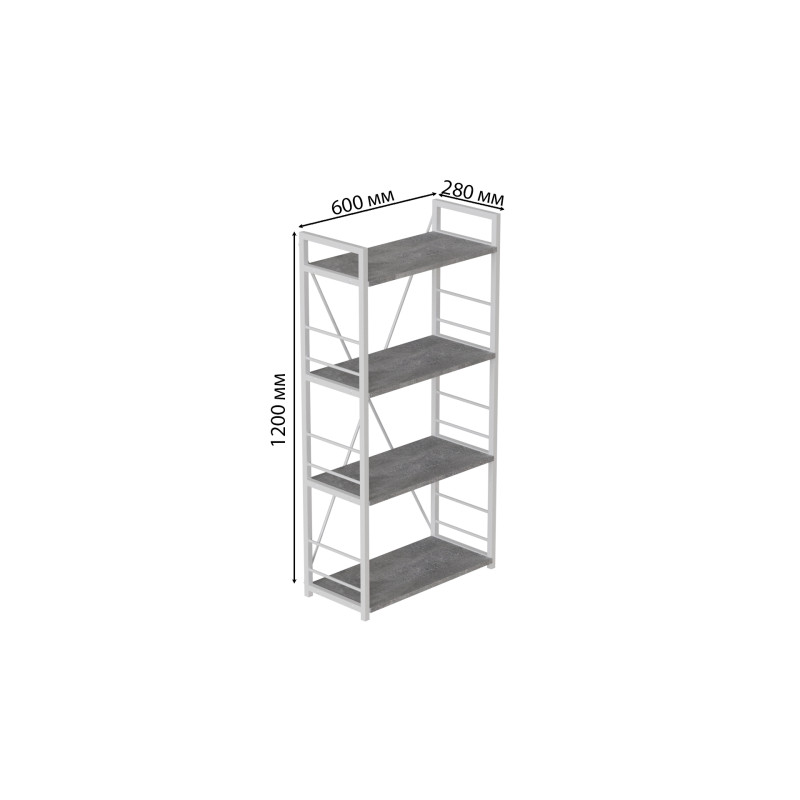 Етажерка 4/60 Ferrum-decor Серії Конект 120x60x28 білий ДСП Бетон 16мм (FRD-105528)