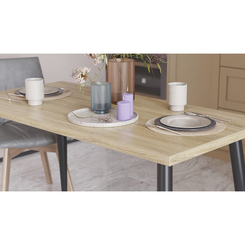 Стол кухонный Марсель 50 Ferrum-decor 75x120x60 Черный металл ДСП Дуб Сонома 32 мм (FRD-106698)