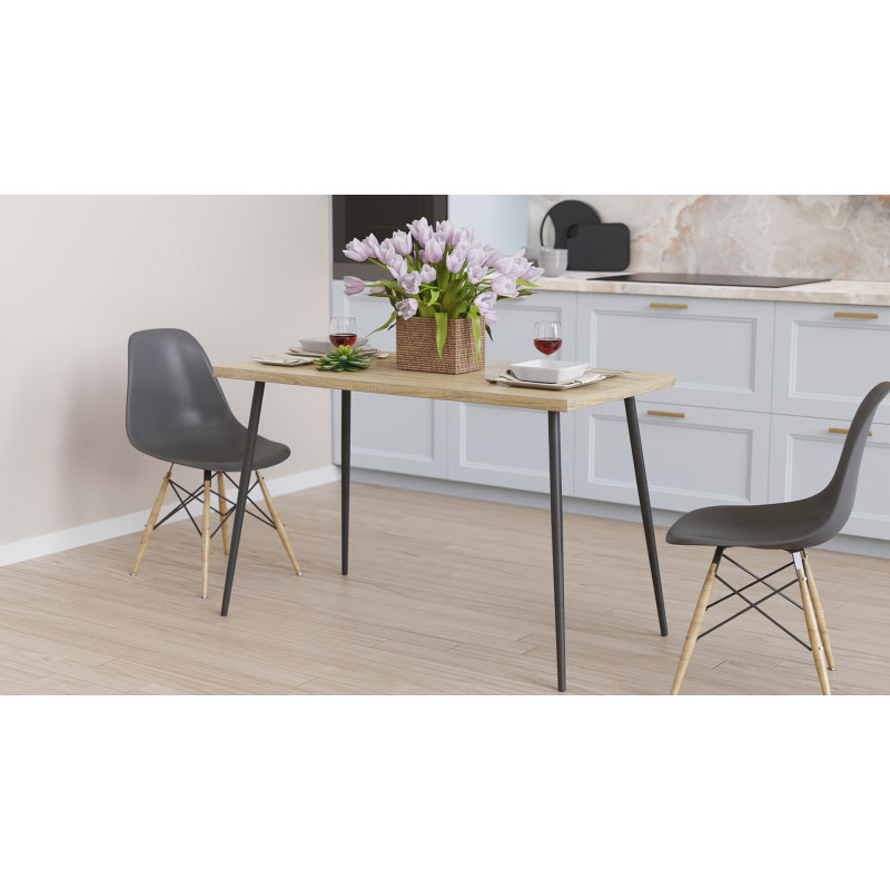 Стол кухонный Марсель 30 Ferrum-decor 75x120x60 Черный металл ДСП Дуб Сонома 32 мм (FRD-106738)