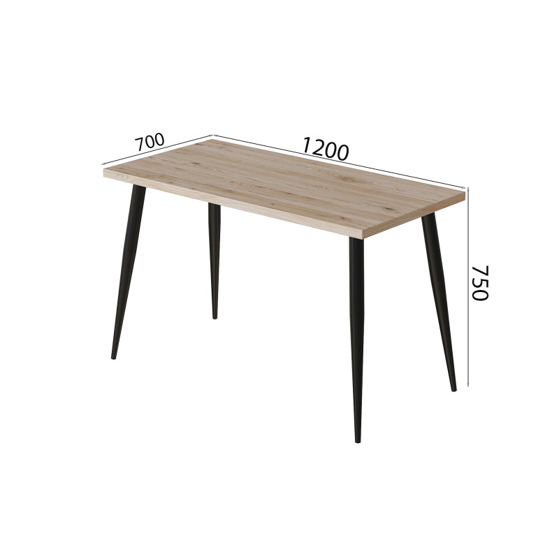 Стол кухонный Марсель 50 Ferrum-decor 75x120x70 Черный металл ДСП Дуб Сан-Марино 32 мм (FRD-106708)