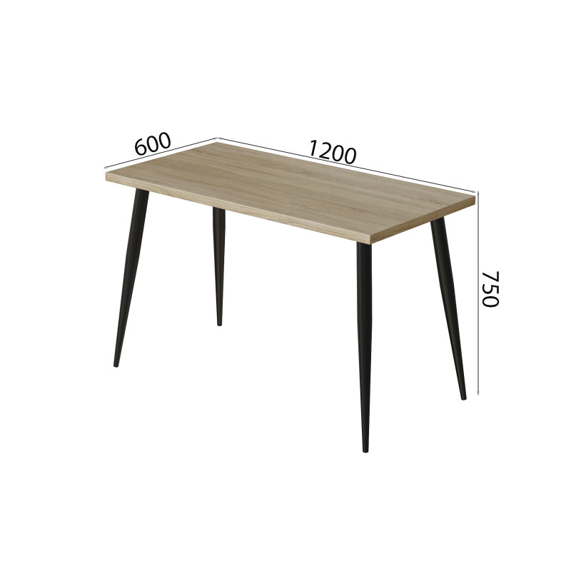 Стол кухонный Марсель 50 Ferrum-decor 75x120x60 Черный металл ДСП Дуб Сонома 32 мм (FRD-106698)