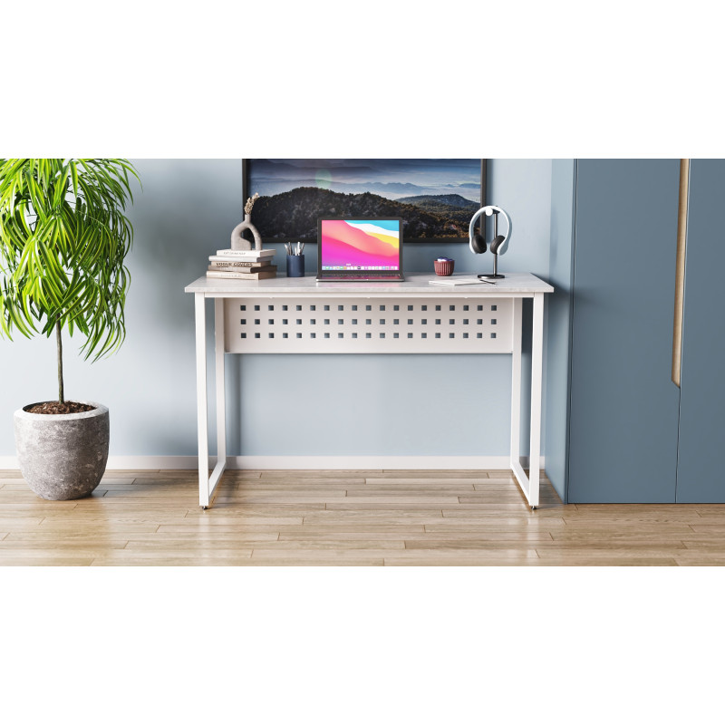 Стіл письмовий Майк Ferrum-decor 75x100x60 Білий метал ДСП Бетон 16 мм (FRD-106508)