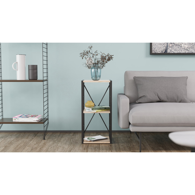 Етажерка 3/34 Ferrum-decor Серії Конект 73x34x28 чорний ДСП Дуб Сан-Марино 16мм (FRD-104290)
