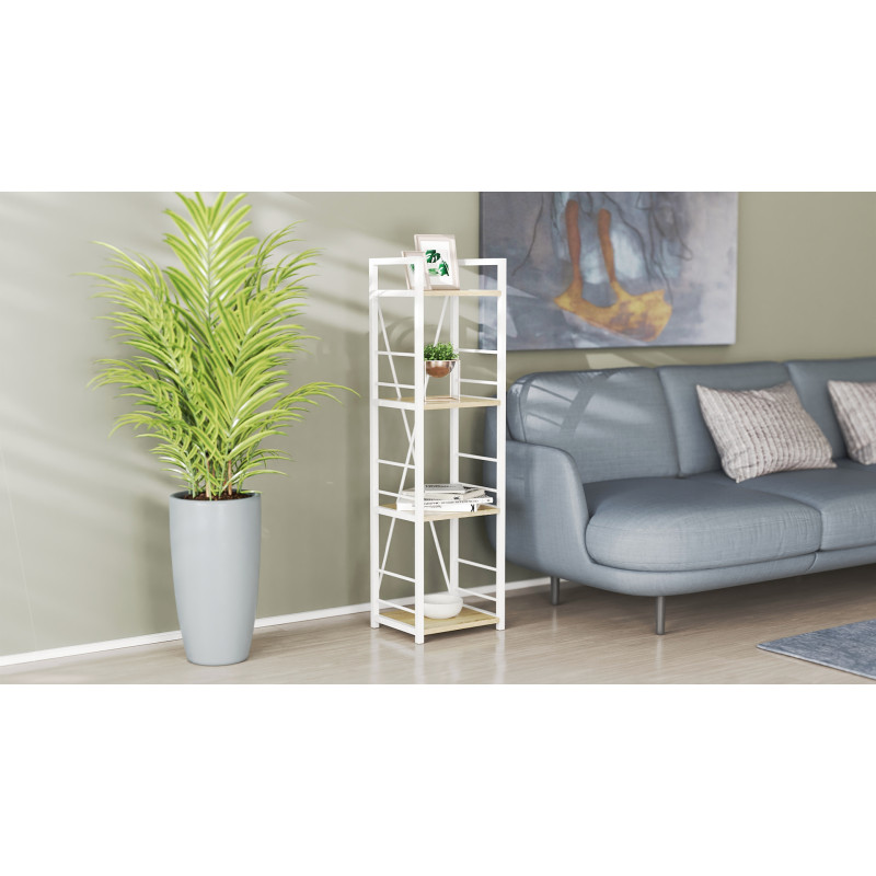Етажерка 4/34 Ferrum-decor Серії Конект 120x34x28 білий ДСП Дуб Сонома 16мм (FRD-104280)