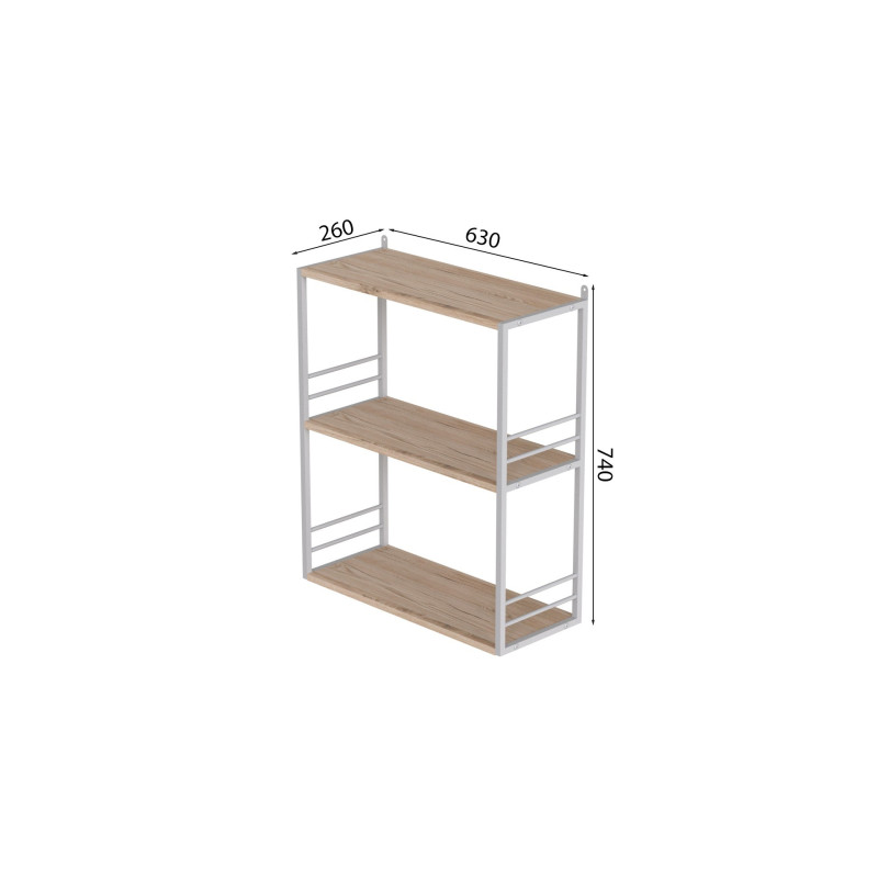 Книжкова полиця універсальна Ferrum-decor Стім 2 74x63x26 білий ДСП Дуб Сан-Марино 16мм (FRD-104110)