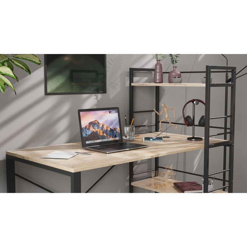 Письмовий стіл Ferrum-decor Серії Конект з етажеркою 75x120x60 чорний ДСП Дуб Сан-Марино 16мм (FRD-104220)