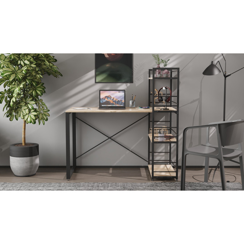 Письмовий стіл Ferrum-decor Серії Конект з етажеркою 75x120x60 чорний ДСП Дуб Сан-Марино 16мм (FRD-104220)