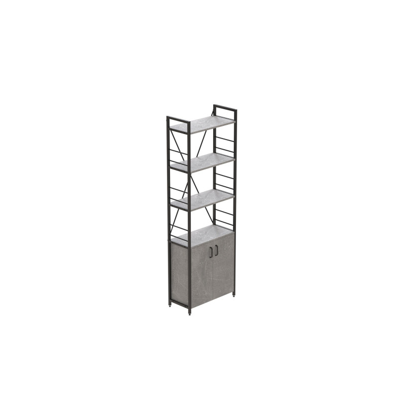 Этажерка 4/60 Ferrum-decor Серии Конект с тумбой 179x60x28 Черный ДСП Бетон (FRD-104490)
