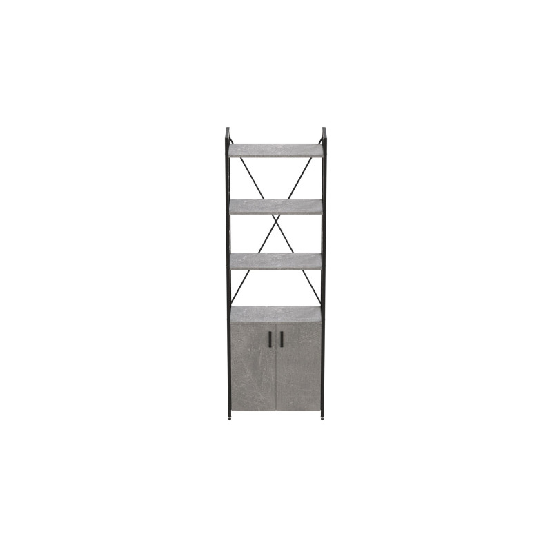 Этажерка 4/60 Ferrum-decor Серии Конект с тумбой 179x60x28 Черный ДСП Бетон (FRD-104490)