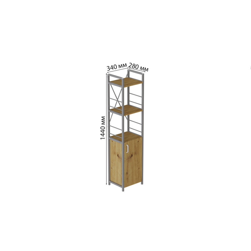 Етажерка 3/34 Ferrum-decor Серії Конект із тумбою 144x34x28 Сірий ДСП Артизан (FRD-104440)
