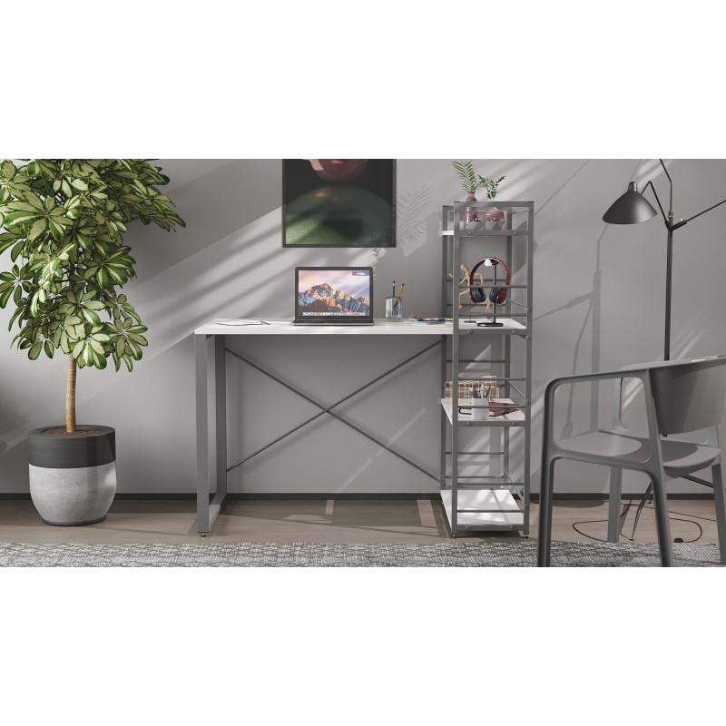 Письмовий стіл Ferrum-decor Серії Конект з етажеркою 75x120x600 сірий ДСП Біле 16мм (FRD-104230)