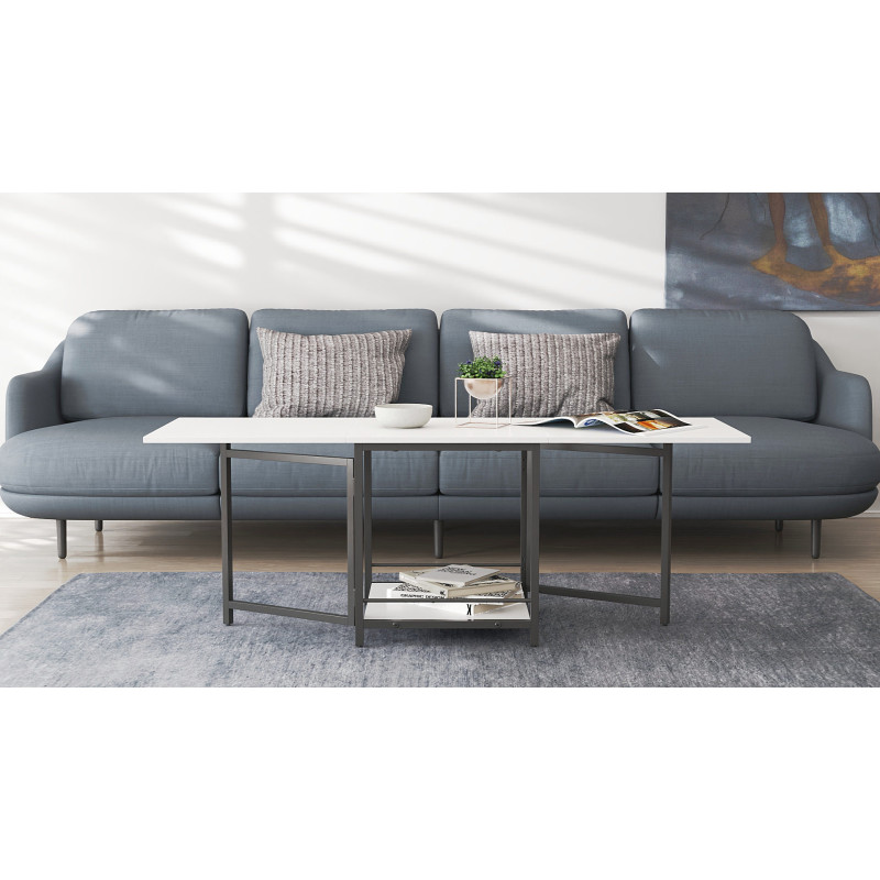 Стіл журнальний трансформер Куб Комбо Ferrum-decor 540x532x500 Чорний метал ДСП Біле 16 мм (FRD-105150)