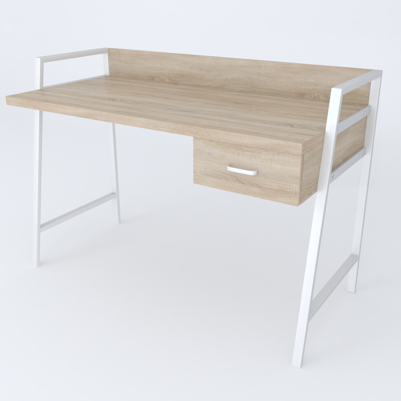 Письмовий стіл Ferrum-decor Комфорт 750x1200x600 Білий метал ДСП Дуб Сонома 32 мм (FRD-103460)