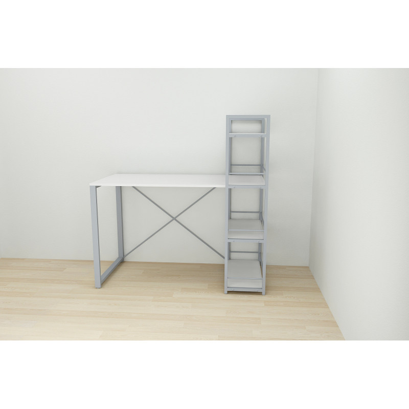 Письмовий стіл Ferrum-decor Серії Конект з етажеркою 75x120x600 сірий ДСП Біле 16мм (FRD-104230)