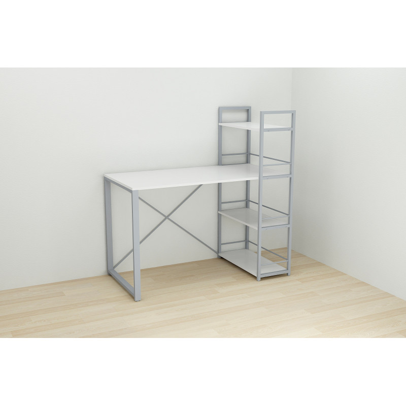 Письмовий стіл Ferrum-decor Серії Конект з етажеркою 75x120x600 сірий ДСП Біле 16мм (FRD-104230)