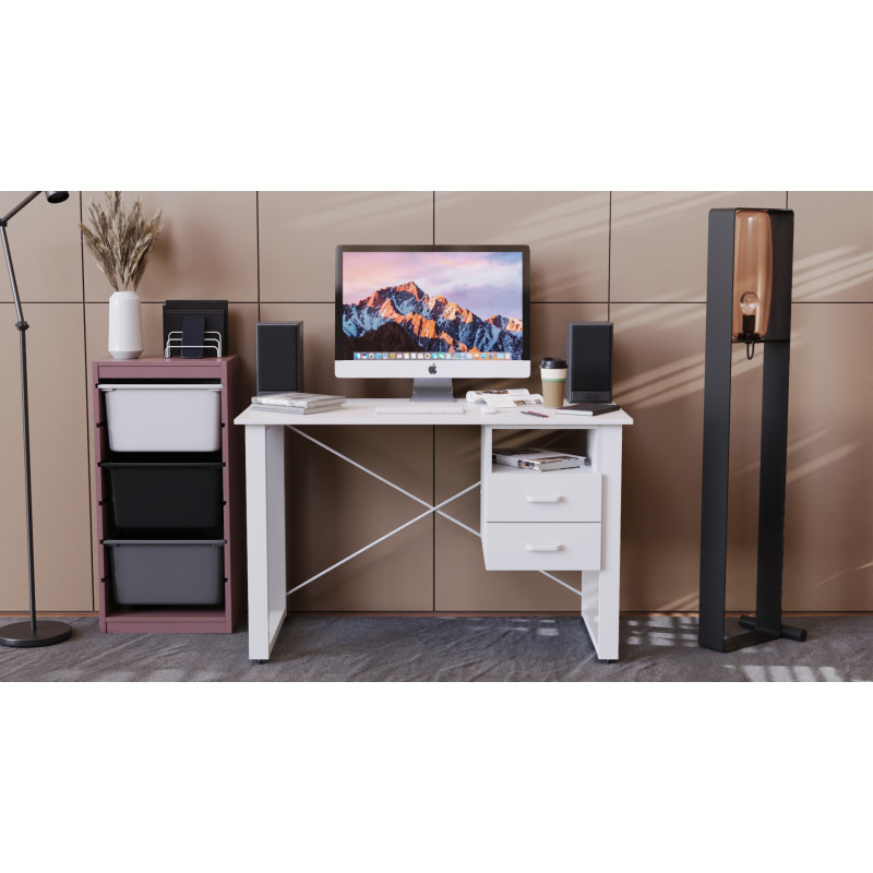 Письмовий стіл із ящиками Ferrum-decor Оскар 750x1200x600 метал Білий ДСП Біле 16 мм (FRD-103220)