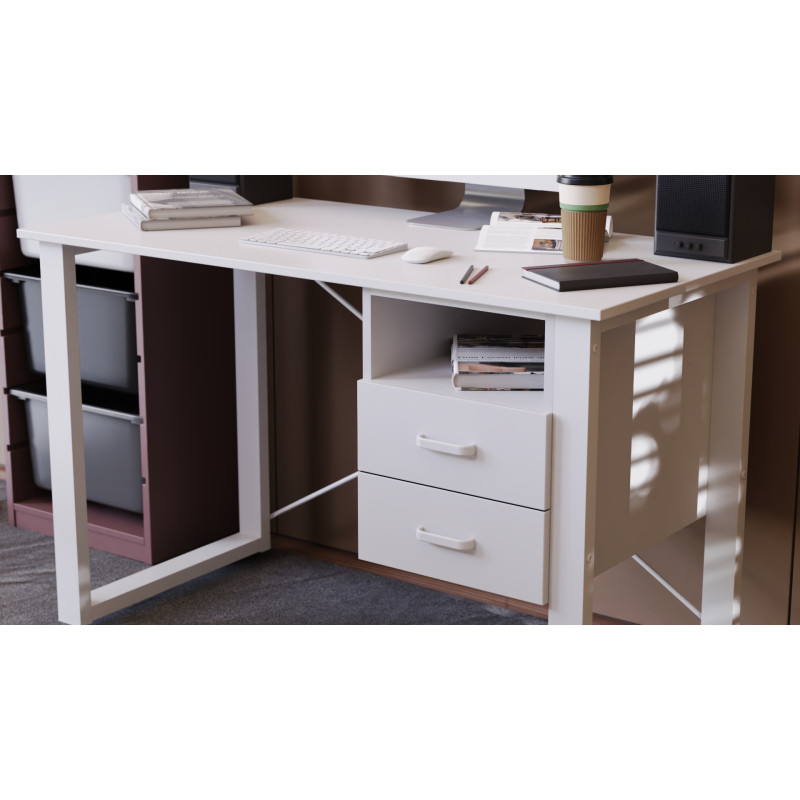 Письмовий стіл із ящиками Ferrum-decor Оскар 750x1200x600 метал Білий ДСП Біле 16 мм (FRD-103220)