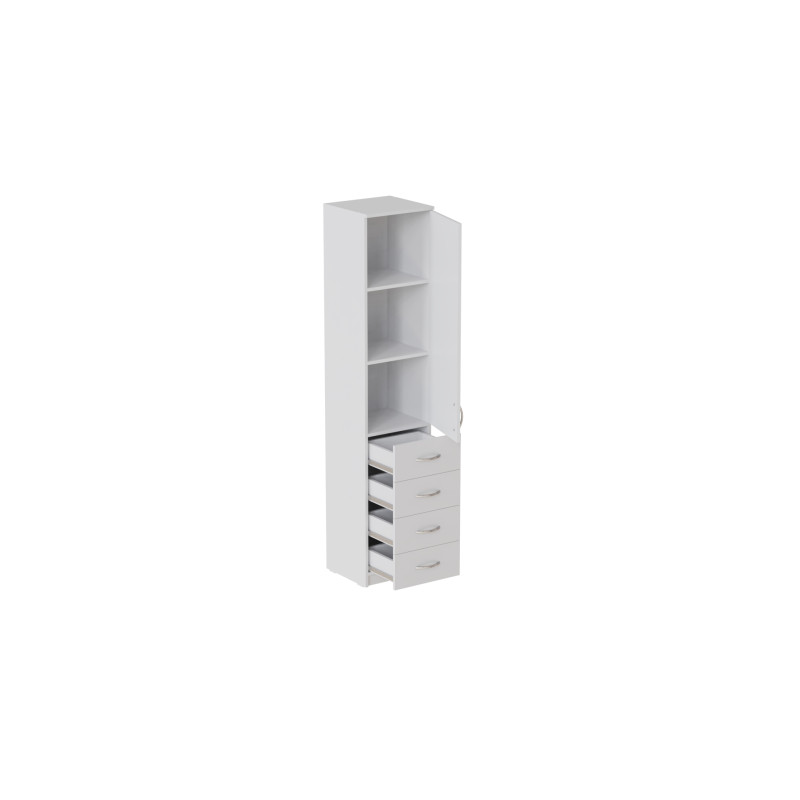 Пенал Анжело Ferrum-decor на 3 полки с дверью и 4 ящиками 1900x400x380 ДСП Белое 16 мм (FRD-104930)