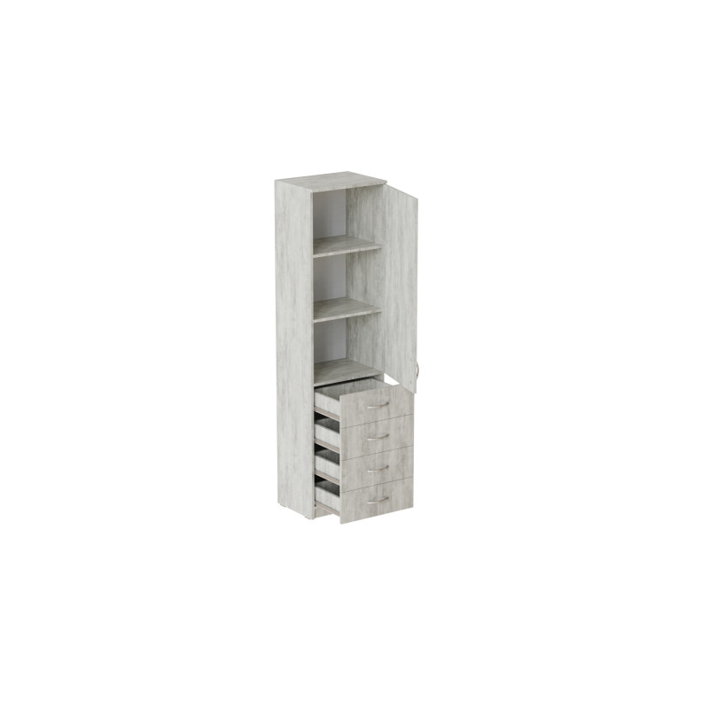 Пенал Анжело Ferrum-decor на 3 полки с дверью и 4 ящиками 1900x500x380 ДСП Бетон 16 мм (FRD-104970)